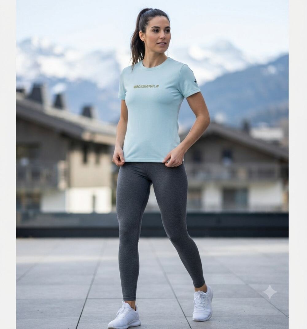 ROSSIGNOL Sport Chic T-Shirt Women's L Blue Logo Athletic Performance Top